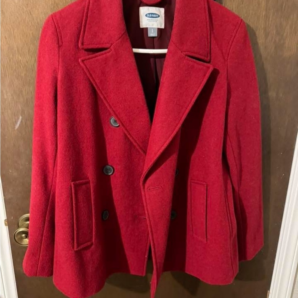 Red Double-Breasted Women's Coat